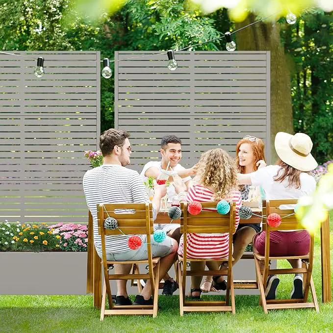 Casaphoria Metal Raised Garden Bed with Trellis and Wheels, 72"x47"x16" Planter Box for Climbing Plants, Vegetables & Vines, Features Drainage Holes and Privacy Screen (Grey-Louvered) by GreenHaven Gardens