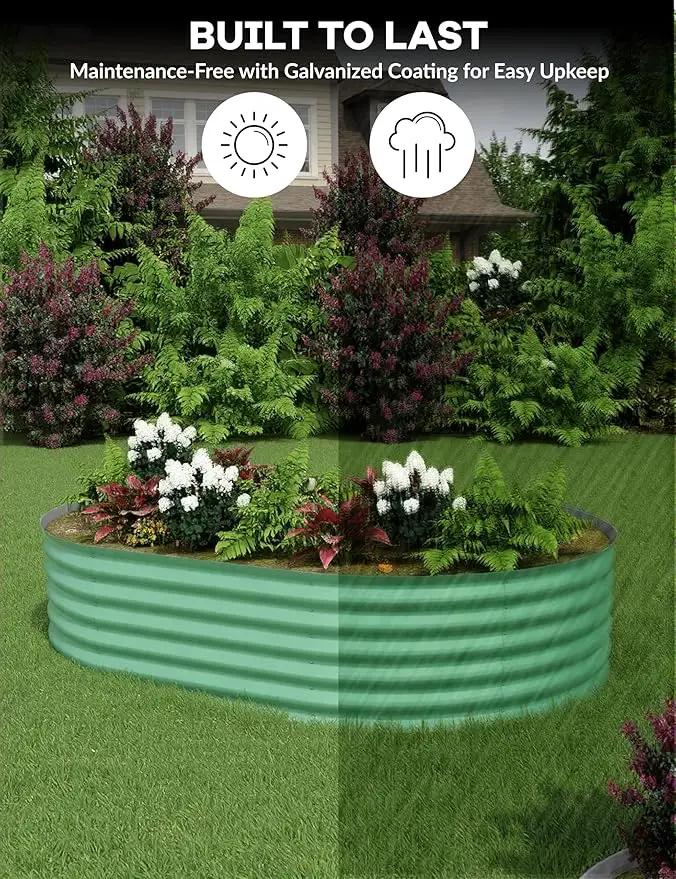 8x4x1.5 ft Raised Garden Bed,Galvanized Raised Planter Boxes Outdoor with Easy Assembly, Large Garden Bed for Vegetables, Fruits, Flower,Raised Garden Bed,Green by GreenHaven Gardens