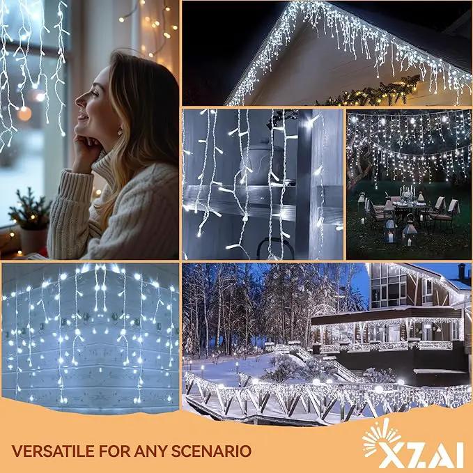 XZAI Solar Icicle String Lights 800LED 50FT Cool White Remote Connectable 2400mAh USB Rechargeable 8 Modes Timer Dimmable IP65 Waterproof Twinkle for Outdoor Christmas & Wedding & Party Decors by GreenHaven Gardens