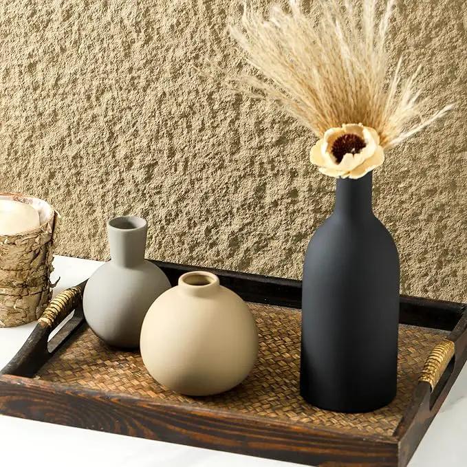 Ceramic Vase Set of 3, Flower Decorative Vases Home Decor Boho Neutral Modern Pottery Pampas Vases for Centerpiece Bouquet Table Mantel Entryway Bookshelf Living Room Bedroom Bathroom Kitchen by GreenHaven Gardens