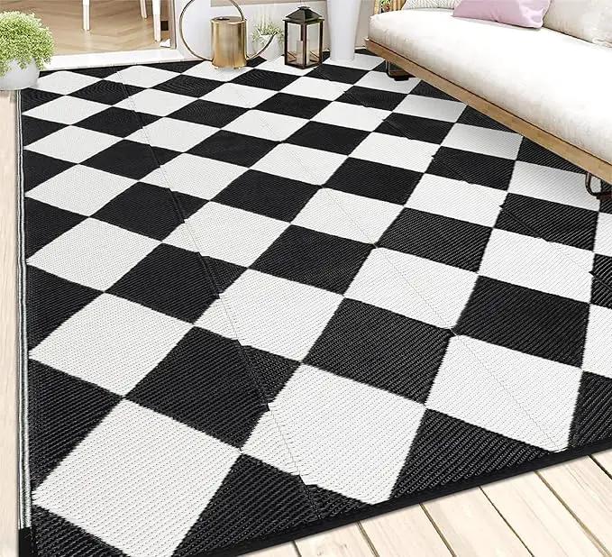 HEBE Outdoor Rug Waterproof 8x10, Reversible Plastic Straw Rug RV Camping Rug, Indoor Outdoor Patio Mat Clearance, Outside Carpet for Porch,Deck,Camper,Balcony,Backyard,Picnic by GreenHaven Gardens