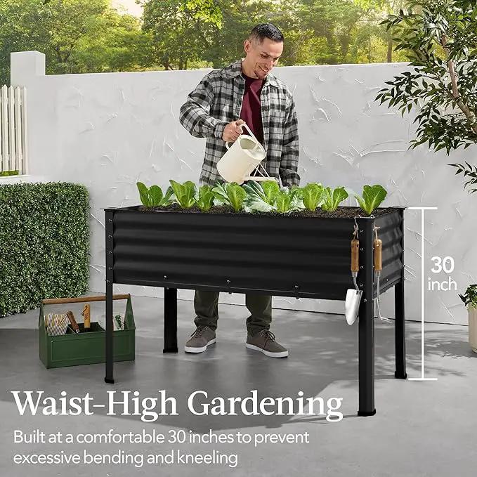 Best Choice Products 48x24x30in Galvanized Raised Garden Bed, Metal Elevated Planter Box, Vegetable Garden for Backyard, Patio, Balcony - Black by GreenHaven Gardens