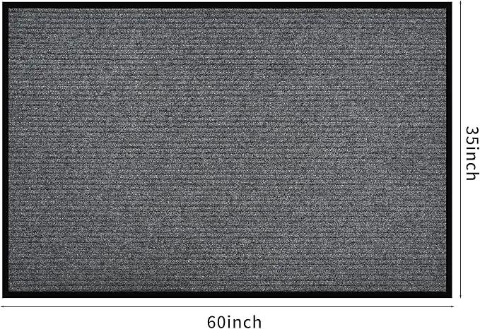 fani Heavy Duty Large Outdoor Indoor Entrance Doormat Waterproof Low Profile Entrance Rug Front Door Mat Patio Anti-Skid Rubber Back, 35x60 inch (Light Grey) by GreenHaven Gardens