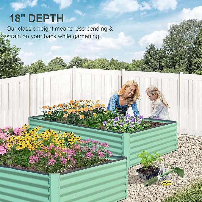 Domi Raised Garden Beds Outdoor, 8x4x1.5Ft Thickening Tall Metal Rectangular Deep Root Box Planter for Vegetables, Flowers, Herbs, and Succulents 1.5" Deep w/ 342 Gallon Capacity - Green by GreenHaven Gardens