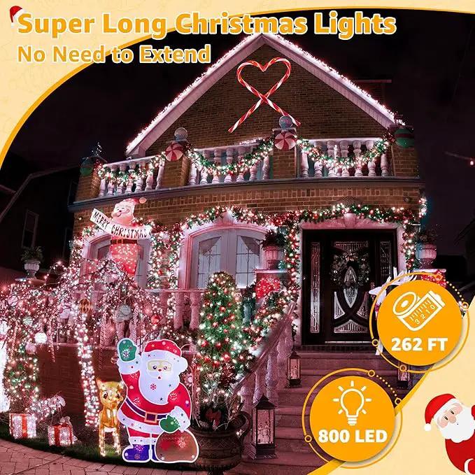 Ollny Christmas Lights Outdoor 800LED 262FT, Red and White Plug in Fairy Lights with Remote, 8 Modes Waterproof Timers Dimmable LED String Lights for Indoor House Outside Bedroom Patio Balcony by GreenHaven Gardens