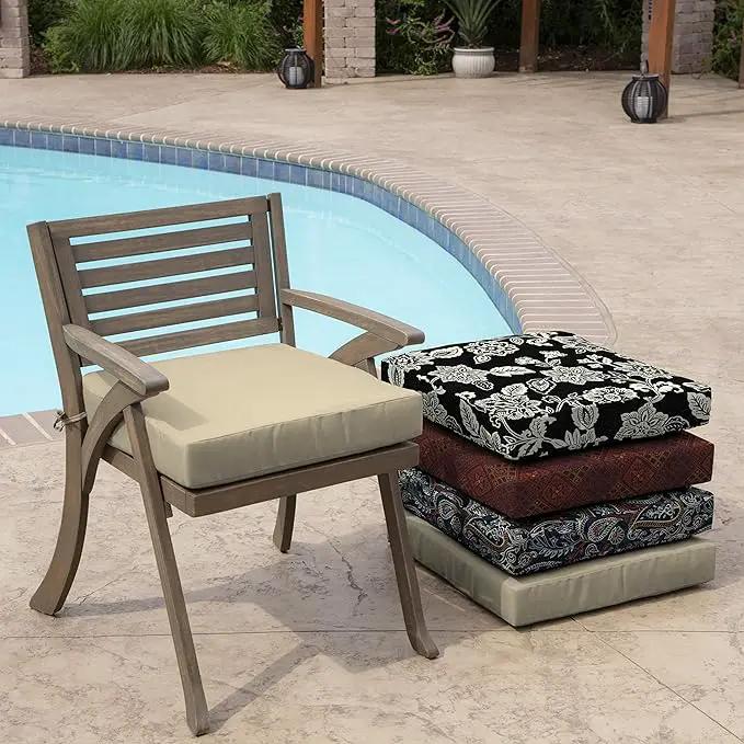 Arden Seat Cushion, 21 x 21, Rain-Proof, Fade Resistant, Cushion for Patio Dining, Adirondack, and Outdoor Chairs Tan Leala by GreenHaven Gardens