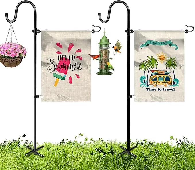 XDW-GIFTS Garden Flag Stand, Sturdy 2-Pack Flag Pole Holder with Shepherd Hook for Yard Decorations Outdoor Garden Flag Holder for 14''x20'' Flags 45 in Heavy Duty Yard Flag Post Stake (Without Flag) by GreenHaven Gardens
