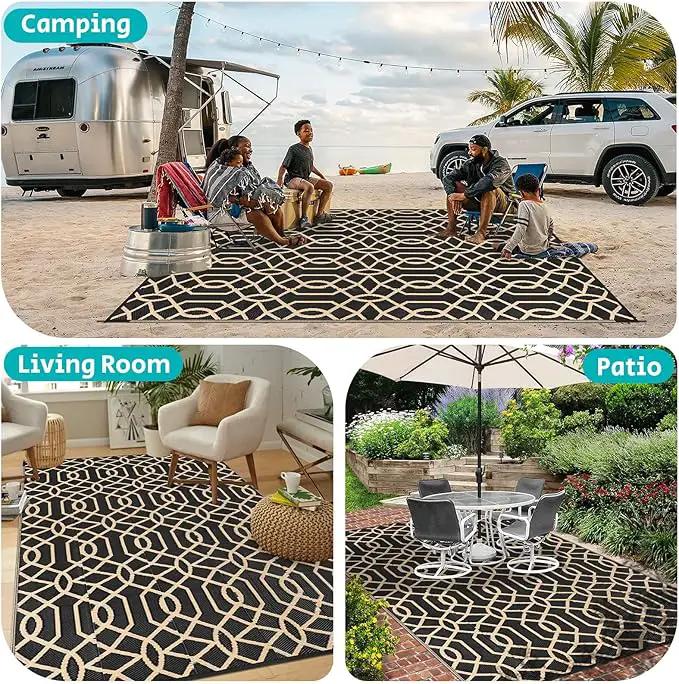 HEBE Outdoor Rug Waterproof 8x10, Reversible Plastic Straw Rug RV Camping Rug, Indoor Outdoor Patio Mat Clearance, Outside Carpet for Porch,Deck,Camper,Balcony,Backyard,Picnic by GreenHaven Gardens