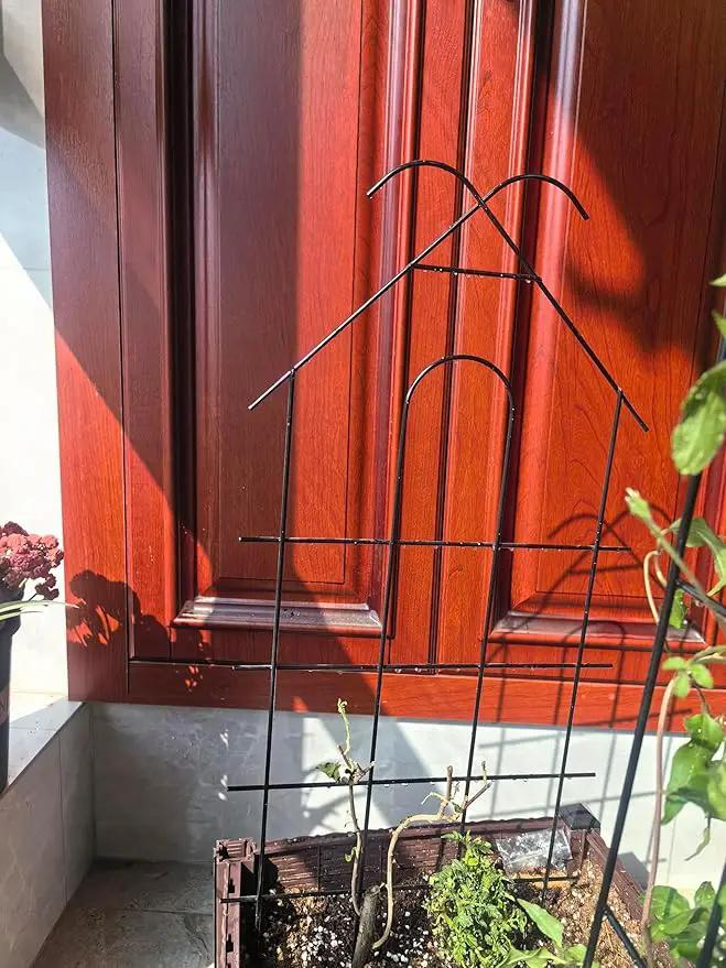 ARIFARO 32'' Metal Garden Trellis for Climbing Plants, Indoor/Outdoor Sturdy Plant Trellis for Potted Plants,House Plants, Climbing Vines, Pack of 4, Black by GreenHaven Gardens