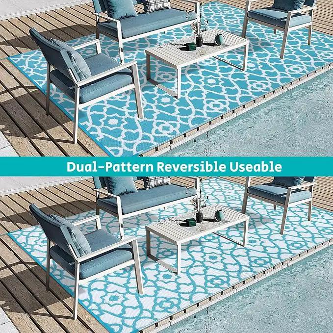 HEBE Outdoor Rug Waterproof 5x8, Plastic Straw Rug Camping Rug, Reversible Outdoor Patio Rugs RV Mat Clearance, Indoor Outside Floor Carpet for Porch,Deck,Camper,Balcony,Backyard by GreenHaven Gardens