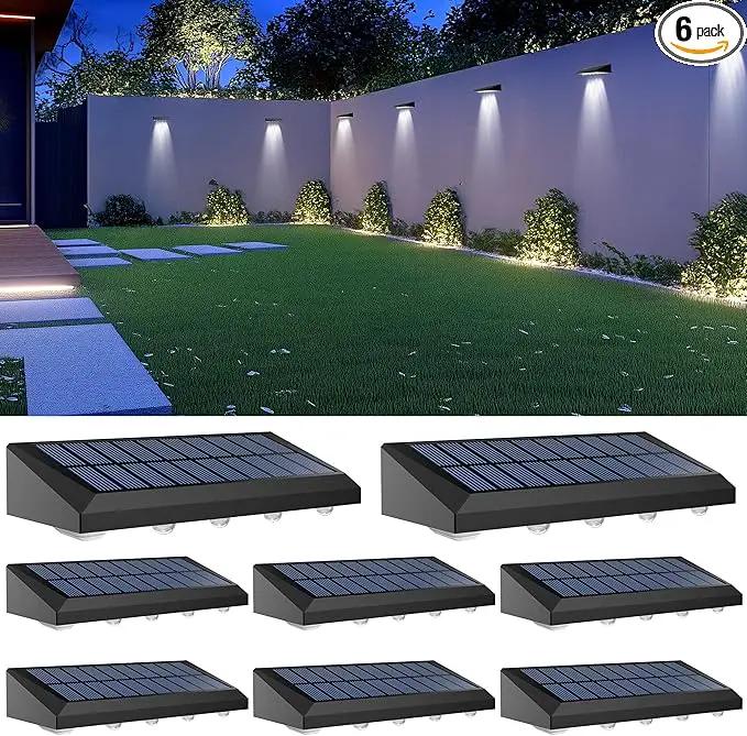 Solar Fence Lights Outdoor Waterproof IP65, 8 Pack Fence Lights Solar Powered 60 Lumens Auto On/Off Step Wall Lights Outside Decorations for Yard, Porch, Patio, Stairs, Pool, Deck, Garden-White Light by GreenHaven Gardens