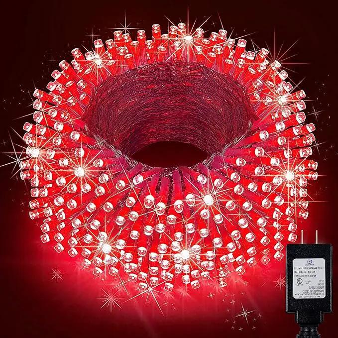 KNONEW 197FT 500 LED Christmas Lights Outdoor String Lights 8 Modes & Time Memory Fairy Light Plug in Waterproof LED String Lights for Xmas Yard Tree Wedding Party Holiday Decorations (Red) by GreenHaven Gardens