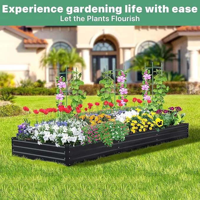 12×4×1ft Galvanized Metal Raised Garden Bed, Metal Planter Kit Box Outdoor for Deep-Rooted Vegetables, Flowers, Green and Herbs by GreenHaven Gardens