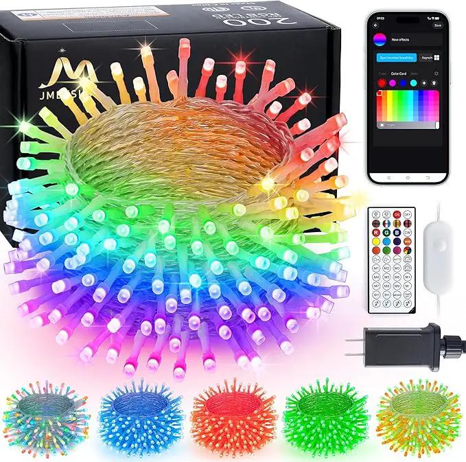 JMEXSUSS 200 LED RGB String Light Outdoor Indoor, Christmas Lights Outdoor Clear Wire Christmas Lights Plug in for Bedroom Tree Room Party Birthday Decorations by GreenHaven Gardens