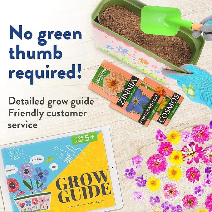 Home Grown Paint & Grow Flower Gardening Kit Set for Boys and Girls - Craft Activity Toy for Kids, Ages 5 6 7 8-12 Years Old - Unique Birthday Present - Plant Gift Toys by GreenHaven Gardens
