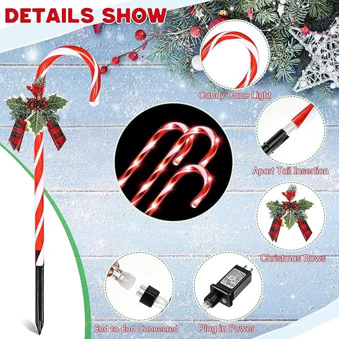 Hiboom Christmas Candy Cane Lights, 10 Pcs 21 Inch Pathway Markers Lights with Stakes, Christmas Driveway Lights End to End Connected for Xmas Holiday Party Walkway Patio Garden Decor (Red and White) by GreenHaven Gardens