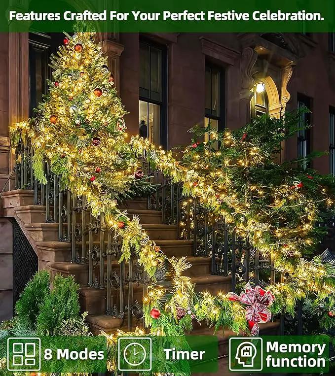 750 LED 246FT Christmas Lights Outdoor, Super Long Waterproof Christmas String Lights with 8 Modes, Christmas Tree Lights with Timer Memory for Fence Garden Xmas Wedding Party Decor Warm White by GreenHaven Gardens