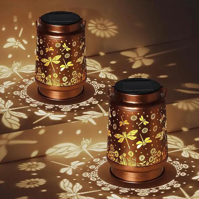 Solar Lanterns Outdoor Waterproof Dragonfly Garden Decor Gifts for Women Mom Grandma Hanging Solar Lights Metal Solar Decoration Outside for Yard, Patio, Backyard, Porch by GreenHaven Gardens