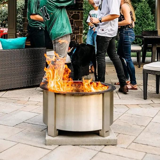 Breeo Smokeless Fire Pit (X Series 24, Stainless Steel) | 27.5 inch Smokeless Firepit for Outside | 62 Pounds | Ideal for Families Compatible with Wide Range of Breeo Accessories by GreenHaven Gardens