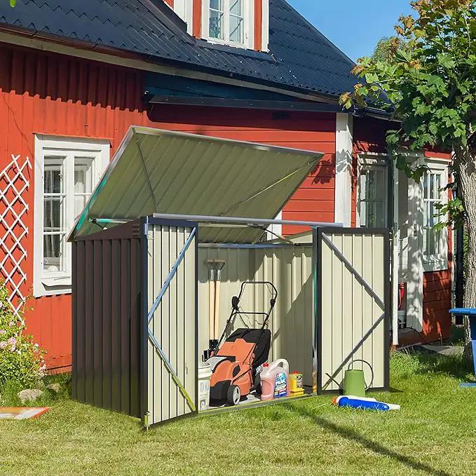 Greesum 5.8x3.3 FT Outdoor Storage Shed Metal Garbage Shed with Lid Chain Hydraulic Gas Rod for Lawn Tools, Bikes, Toys,Garbage Bin,Black by GreenHaven Gardens