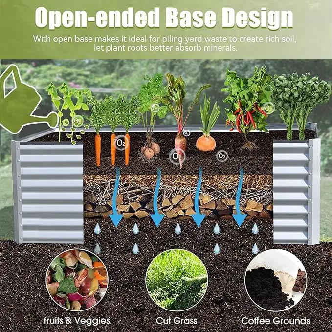 Domi Galvanized Raised Garden Bed, Outdoor Planter Garden Boxes Large Metal Planter Box for Gardening Vegetables Fruits Flowers, Silvery (6x3x2ft) by GreenHaven Gardens