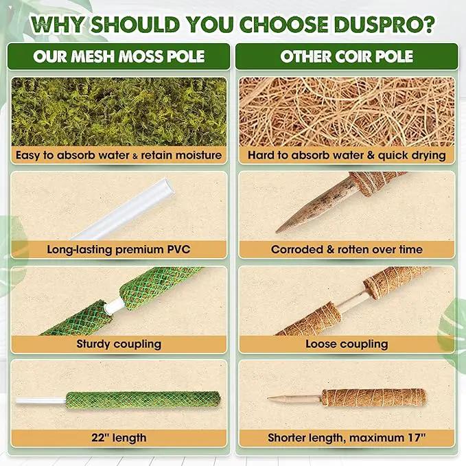 DUSPRO Green Stackable Mesh Moss Pole for Plants Climbing Vine Supporting Monstera Trellis, for Indoor Plants Extendable Plant Pole Moss Sticks, for Plants Monstera Potted Plant Stakes 2 pcs 22'' by GreenHaven Gardens