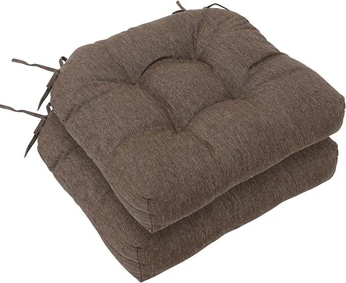 RACE LEAF 19" x 19" Patio Chair Seat Pads Brown - Outdoor/Indoor Patio Cushions Set of 2 - Replacement Cushions for Chairs and Seating - Olefin Seat Pads for Porch, Deck, and Garden Seats by GreenHaven Gardens