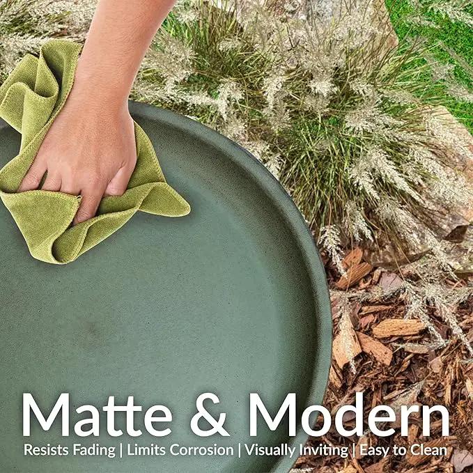 Sunnydaze Gleeful Garden Metal Bird Bath for Outdoors - Large Decorative Iron Birdbath - 23-Inch - Matte Green by GreenHaven Gardens