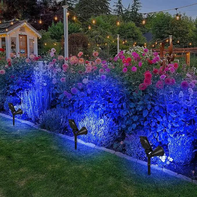 T-SUN Blue Solar Spotlights, Outdoor Waterproof Auto ON/Off Adjustable Garden Pond Lights for Tree, Patio, Yard, Driveway, Stairs, Pool Area by GreenHaven Gardens