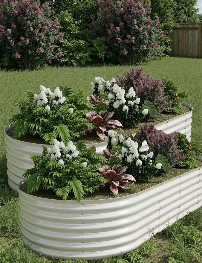 2 Pcs Raised Garden Beds Outdoor 8x4x1.5ft - Galvanized Steel Planter Box for Vegetables, Flowers, Rust-Resistant Garden Box, Easy Assembly Raised Beds, Durable Planters for Outdoor Plants, Beige by GreenHaven Gardens