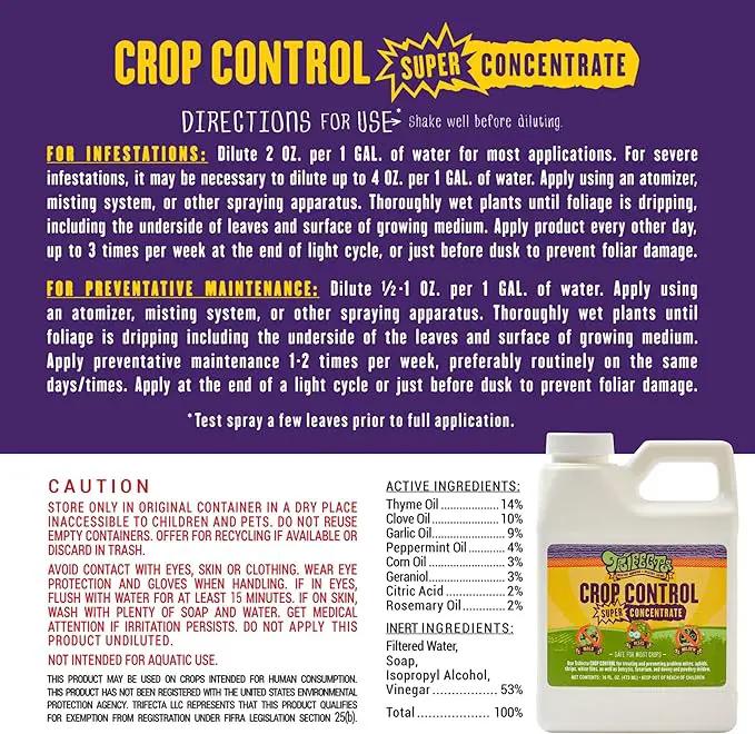 Trifecta Crop Control Super Concentrate All-in-One Natural Pesticide, Fungicide, Miticide, Insecticide, Help Defeat Spider Mites, Powdery Mildew, Botrytis, Mold, and More on Plants 16 OZ by GreenHaven Gardens