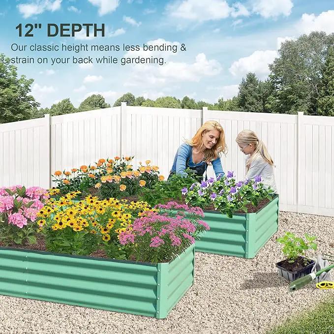 Domi Galvanized Raised Garden Bed, 6x3x1Ft Thickening Metal Planter Box for Vegetables Bottomless for Backyard Outdoor, 1" Deep w/ 128 Gallon Capacity - Green by GreenHaven Gardens