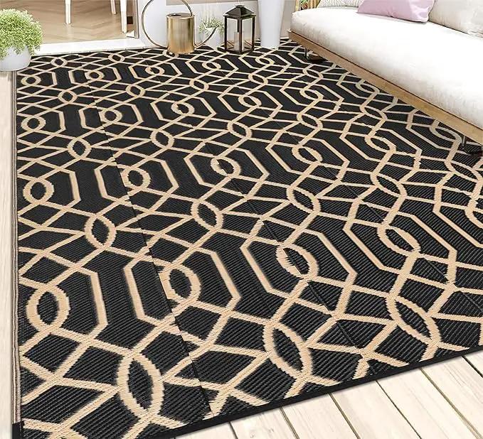 HEBE Outdoor Rug Waterproof 8x10, Reversible Plastic Straw Rug RV Camping Rug, Indoor Outdoor Patio Mat Clearance, Outside Carpet for Porch,Deck,Camper,Balcony,Backyard,Picnic by GreenHaven Gardens