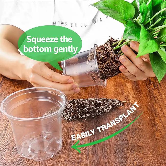 Bonviee 36 Packs 3.5/4/5 Inch Clear Nursery Pots, Transparent Plastic Planter with Drainage Holes, Seed Starting Pot Flower Plant Container -Clear by GreenHaven Gardens