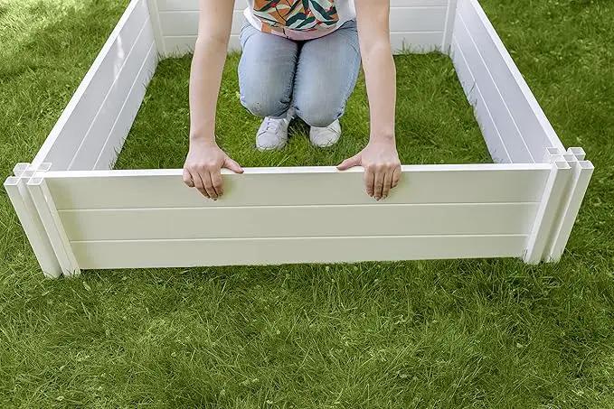 Vita Classic 4 Foot x 4 Foot x 11 inch White Vinyl Raised Modular Garden Bed, White, PVC, BPA and Pthalate Free, VT17108 by GreenHaven Gardens