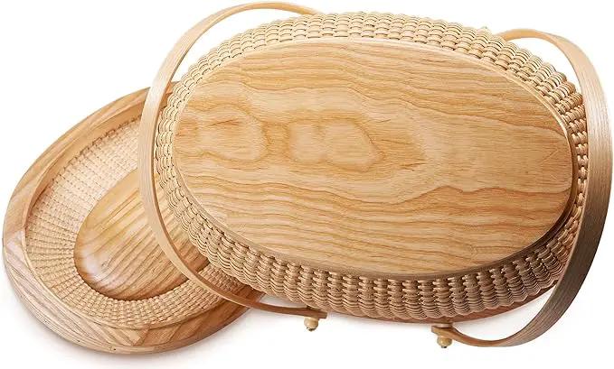 Nantucket style basket Picnic Basket rattan Handmade Products woven Sewing storage basket Two swing handles Tote Bag For Women by GreenHaven Gardens