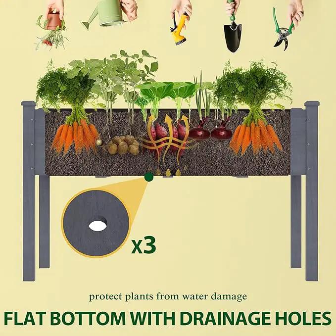 MUPATER 4x2FT Raised Garden Bed,Raised Garden Bed with Four Legs, Elevated Planter Box with Drainage Holes for Herbs, Flowers and Vegetables for Garden, Greenhous and Farm, Gray by GreenHaven Gardens