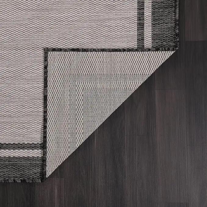 CAMILSON Indoor Outdoor Rug, 6x9 Bordered Gray Modern Area Rugs for Indoor and Outdoor Patios, Kitchen and Hallway Mats, Washable Porch Deck Outside Carpet (Bordered Grey, 6 x 9) by GreenHaven Gardens