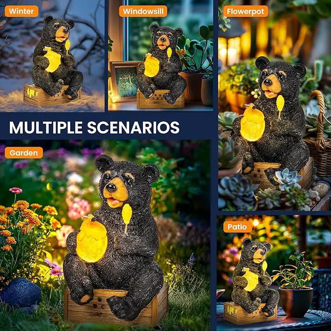GIGALUMI Solar Garden Statues Outdoor Gifts for Women, Mom, Grandma, Cute Bear Figurine Christmas Housewarming Birthday Gifts, Garden Statues Decoration for Outside Yard, Patio, Balcony, Lawn, Pond by GreenHaven Gardens
