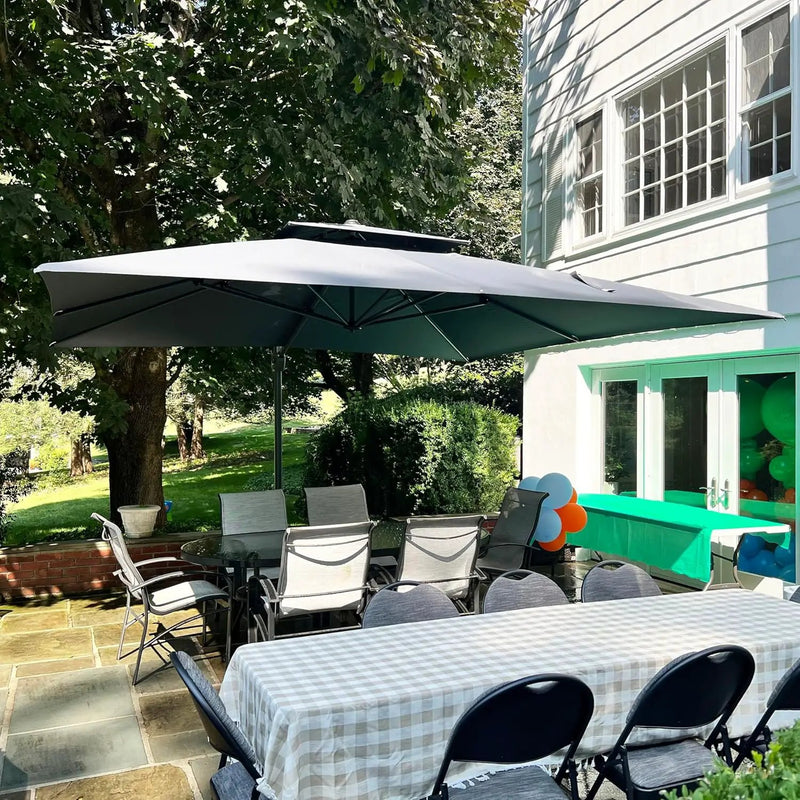 PURPLE LEAF 11FT Cantilever Outdoor Umbrellas Large Patio Umbrella Hanging Double Top Square Offset Umbrella with 360°Rotation Tilting Umbrella Outdoor Patio, Grey by GreenHaven Gardens