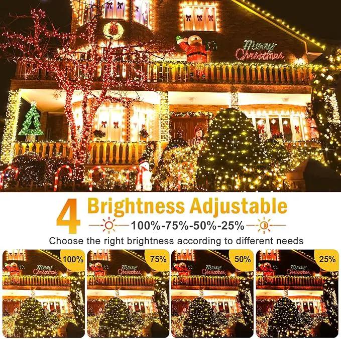 Hezbjiti 1000 LED 403 FT Christmas String Lights Outdoor, 8 Lighting Modes IP44 Waterproof Fairy Lights with Timer and Dimmable Function for Home Party Tree Decorations (Warm White, Clear Wire) by GreenHaven Gardens