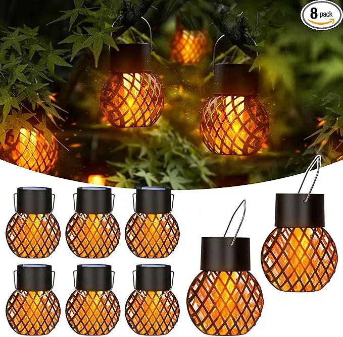 GIGALUMI 8 Pack Solar Lanterns for Outside,Solar Hanging Lights Outdoor Waterproof with Flickering Flame,Solar Powered Outdoor Lights Garden Decor for Yard,Patio,Tree,Camping,Festival Decoration by GreenHaven Gardens
