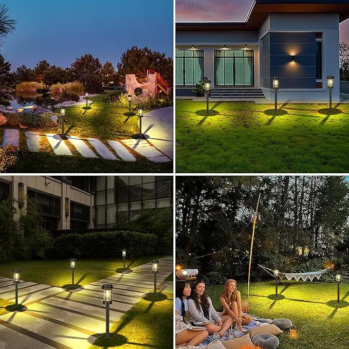 Solar Pathway Lights, 8 Pack Glass Solar Lights Outdoor, Solar Stake Lights Landscape Lighting for Outside Path Walkway Driveway Sidewalk Lawn Yard Garden Decor by GreenHaven Gardens