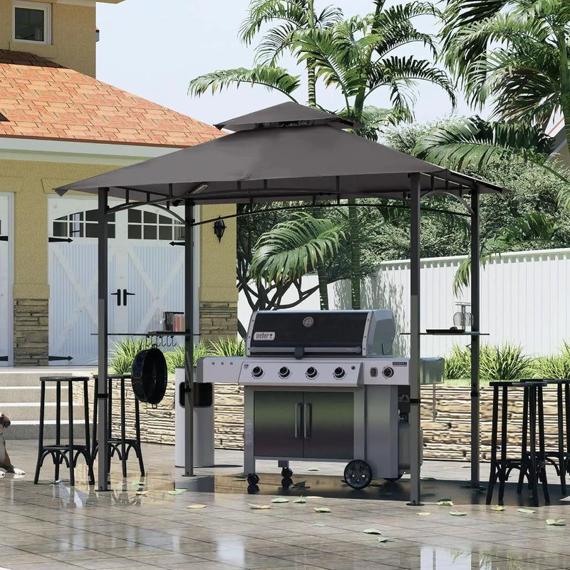 MASTERCANOPY 8 x 5 Grill Gazebo Outdoor BBQ Gazebo Canopy with 2 LED Lights (Gray) by GreenHaven Gardens