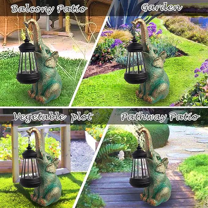 JOYBEE Garden Statues Elephant with Solar Lantern Outdoor Decor-Elephant Solar Figurines Lights Decorations for Patio Yard Lawn Ornaments-Gifts for Birthday Easter Housewarming by GreenHaven Gardens