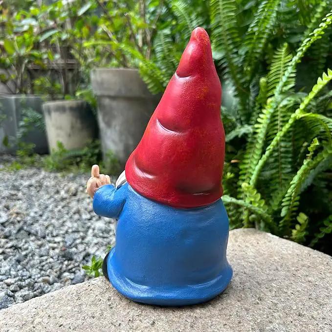 Middle Finger Gnome Statue 7.8in， Naughty Garden Gnome Statue Decoration and Lawn Ornament - Funny Garden Gnomes for Outdoor or Home Decor, Red, WSH004 by GreenHaven Gardens