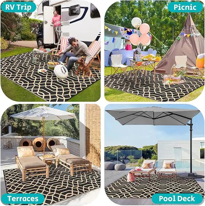 HEBE Outdoor Rug Waterproof 8x10, Reversible Plastic Straw Rug RV Camping Rug, Indoor Outdoor Patio Mat Clearance, Outside Carpet for Porch,Deck,Camper,Balcony,Backyard,Picnic by GreenHaven Gardens