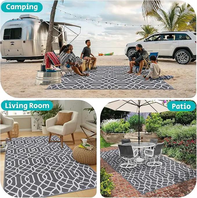 HEBE Outdoor Rug Waterproof 5x8, Reversible Plastic Straw Rug RV Camping Rug, Indoor Outdoor Patio Mat Clearance, Outside Carpet for Porch,Deck,Camper,Balcony,Backyard,Picnic by GreenHaven Gardens