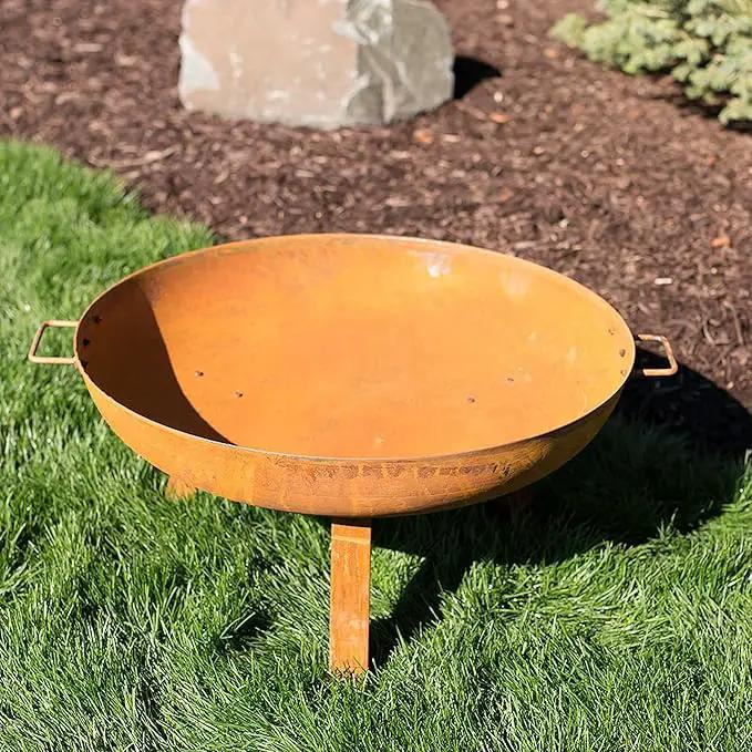Sunnydaze 30-Inch Cast Iron Heavy-Duty Fire Pit for Outside - Wood-Burning Outdoor Fire Pit Bowl with Handles - Oxidized Finish by GreenHaven Gardens