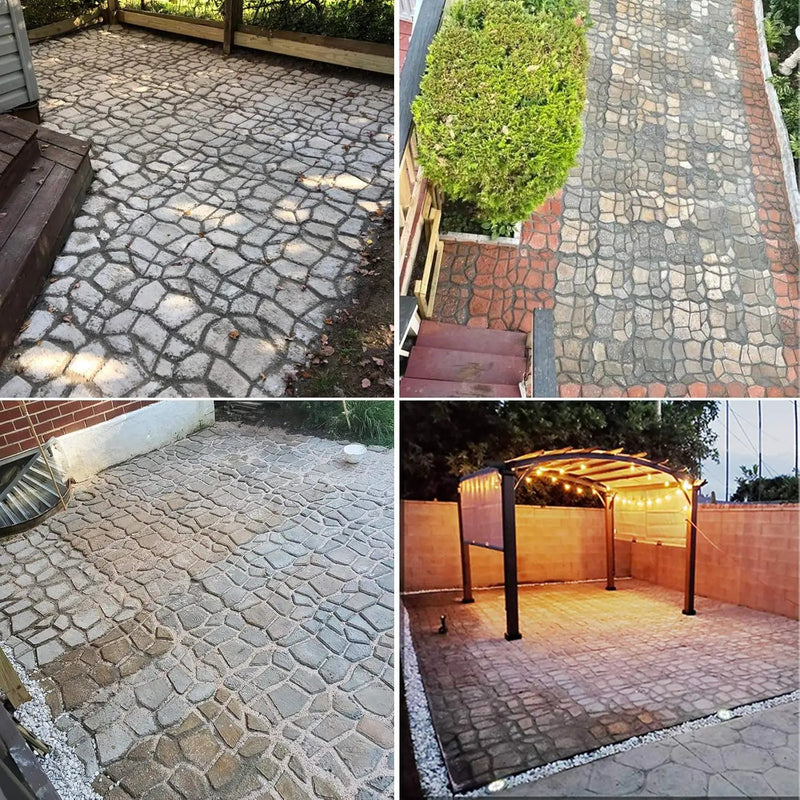 Walk Path Maker, Pathmate Stone Mold Paving Pavement Concrete Molds Stepping Stone Paver Walk Way Cement Molds for Patio, Lawn & Garden(4 Packs 13 x 13 x 1.4 inch) by GreenHaven Gardens
